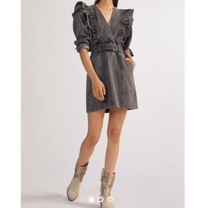 Magali Pascal Alexia Denim Mini Dress Ruffle Accent Anthropologie Medium